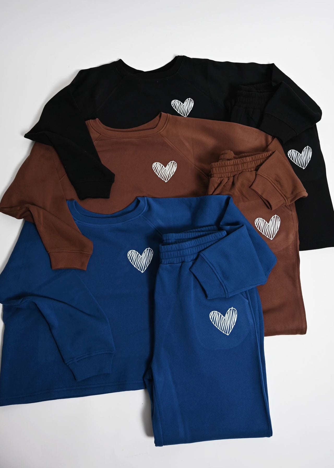 Exclusive Gentle Heart Fleece Crew & Jogger Pant Sweatsuit Set | Blue