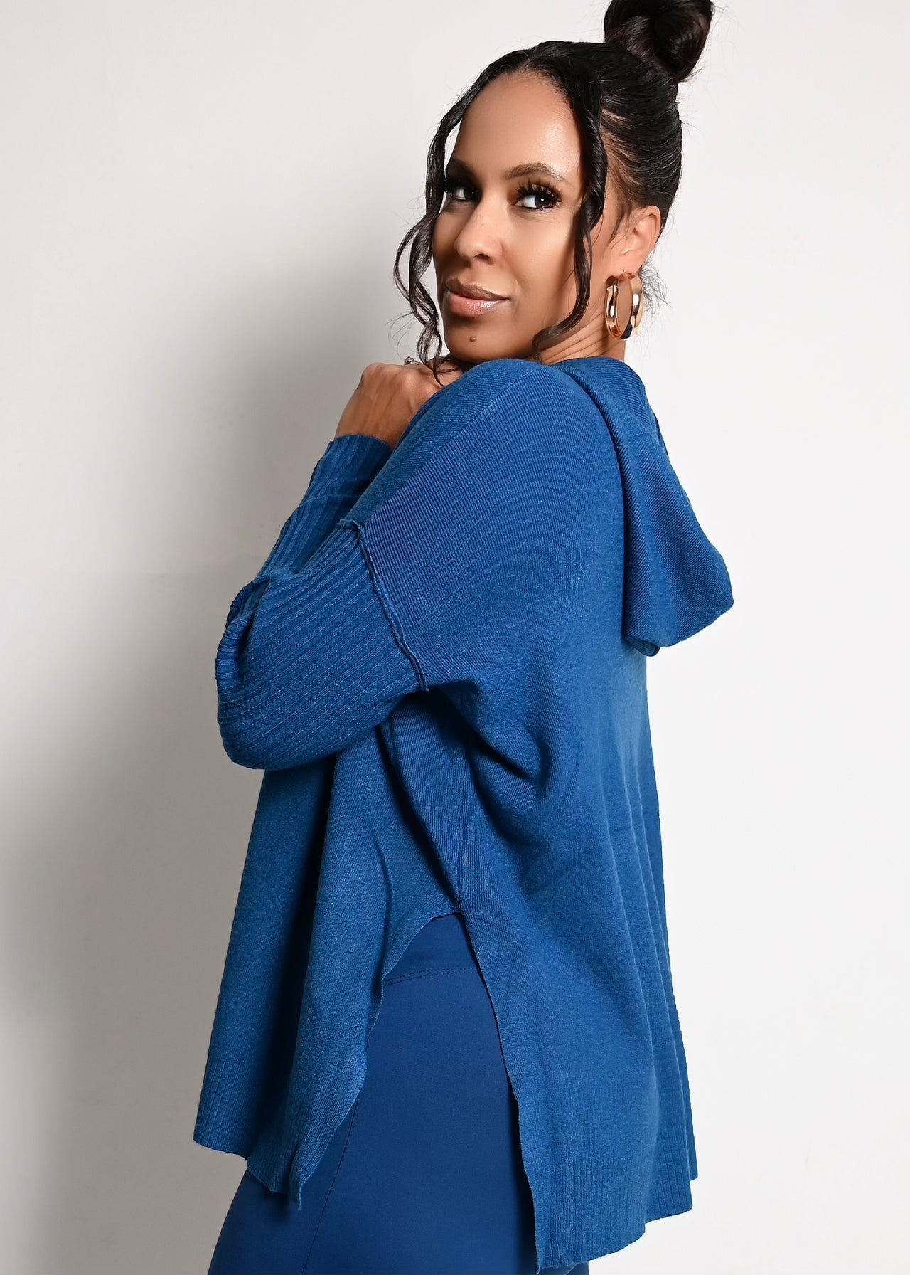 FREE LEGGINGS + Soft As Cashmere Hooded Side Slit Sweater | 2 Colors