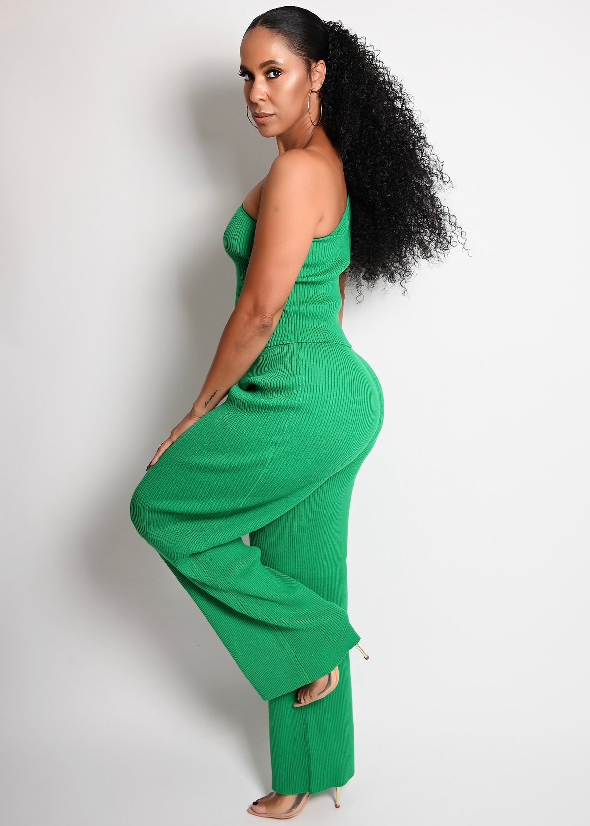 2 Pc Knit Sweater Pant Set - Green