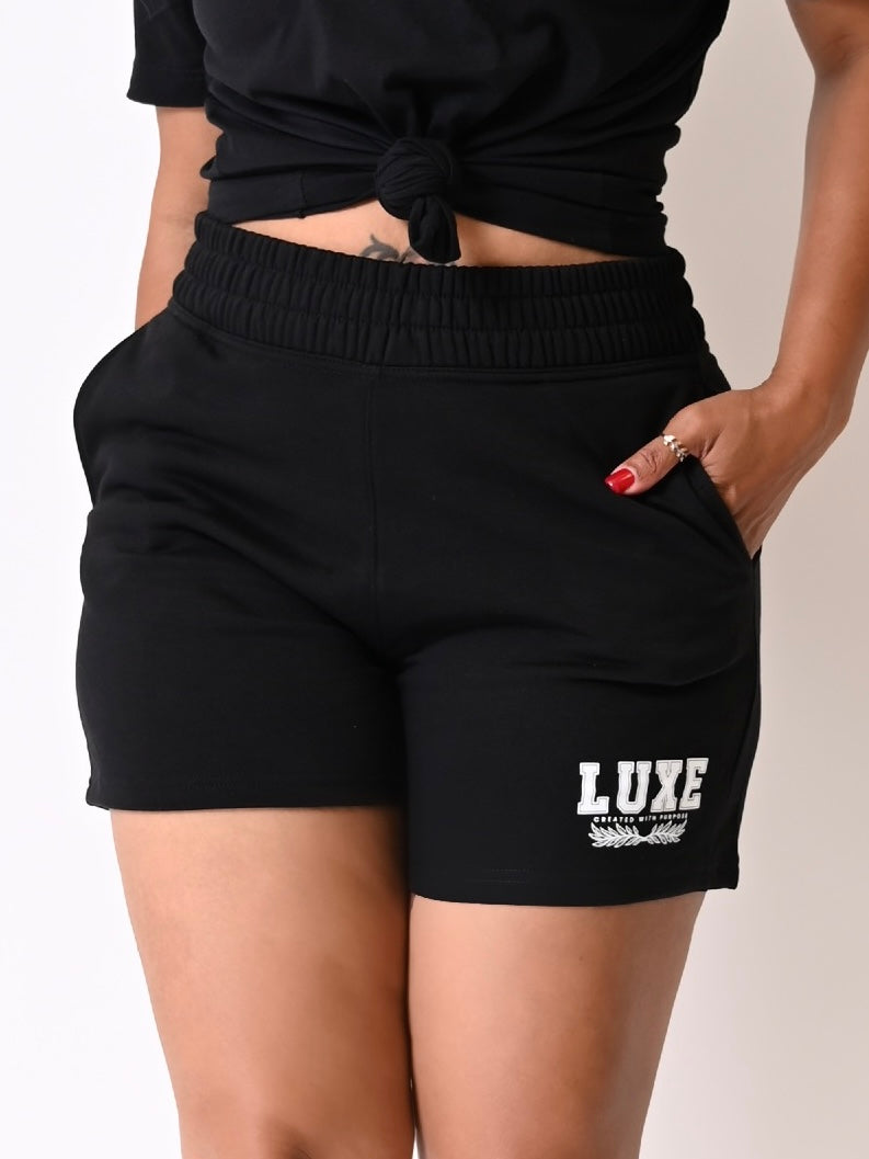 Signature LUXE Cotton Jogger Shorts | Black