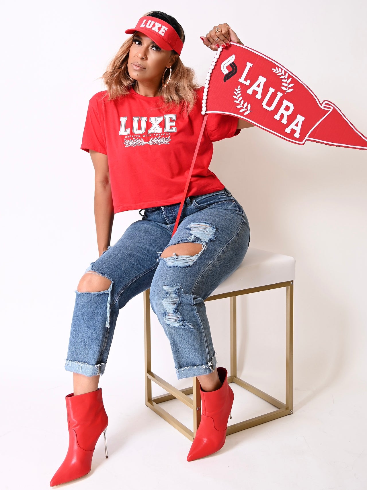 Signature LUXE Purpose Crop Graphic Tee | Red
