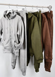 Street Lounge Hoodie Zip Jacket & Jogger Sweatsuit Set | Olive Green