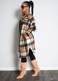 Luxe Checkered Flannel Longline Shacket Dress | Brown