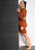 Flower Girl Knit Sweater Hoodie Dress | Brown