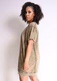 Acid Wash French Terry Crew Neck Dress | 3 Colors