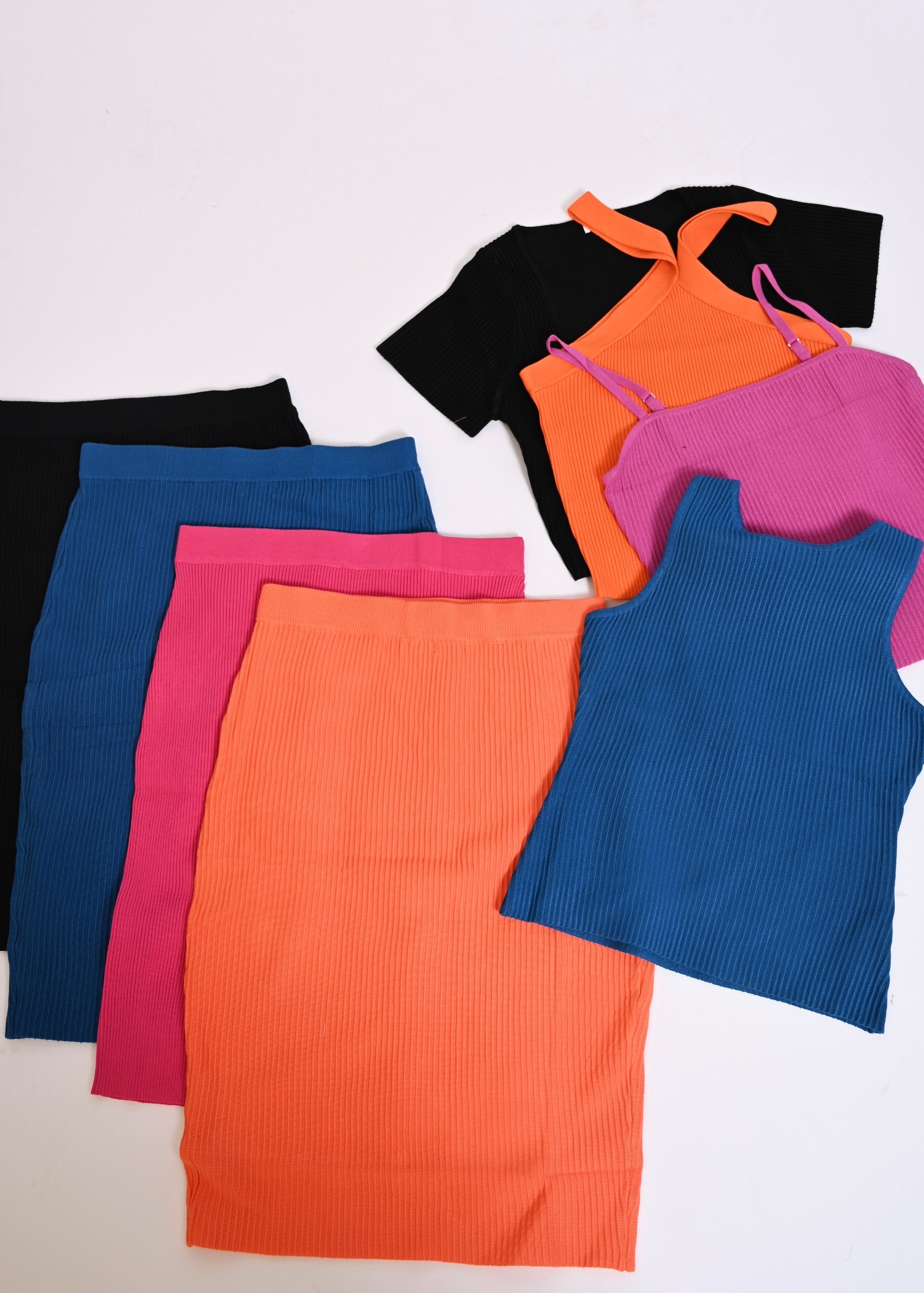 Color Pop Collection Stretch Rib Knit Tops | 4 Designs