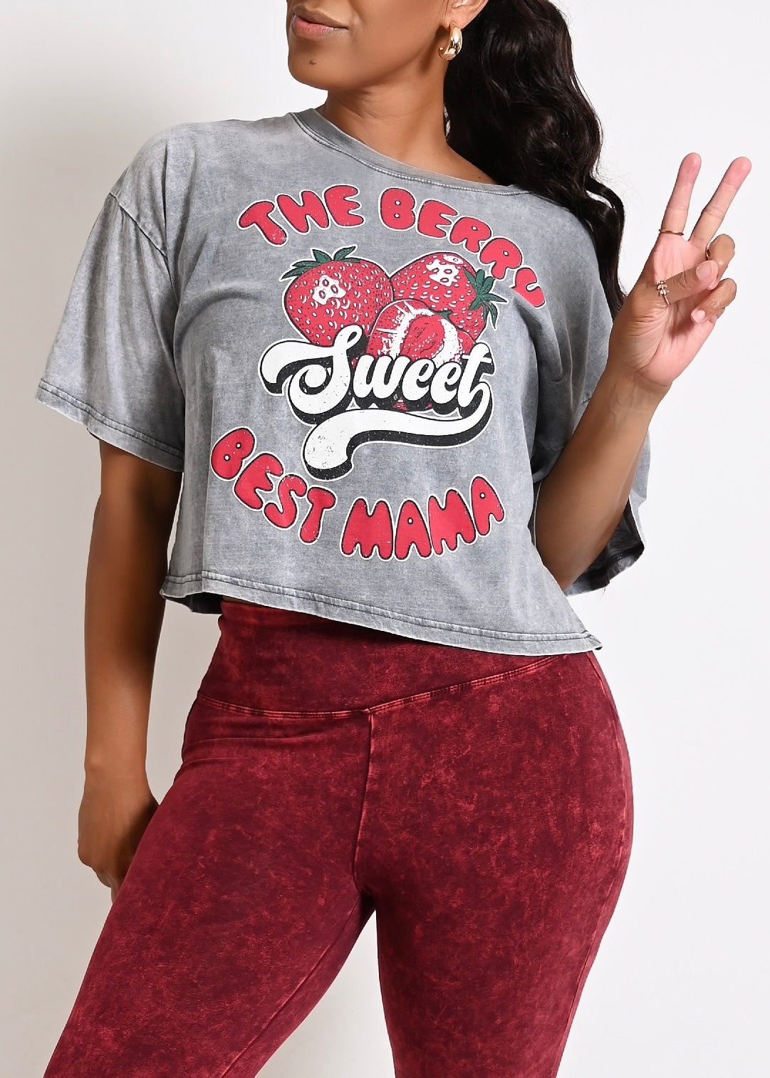 Berry Best Mama Vintage Mineral Wash Graphic Tee | Grey
