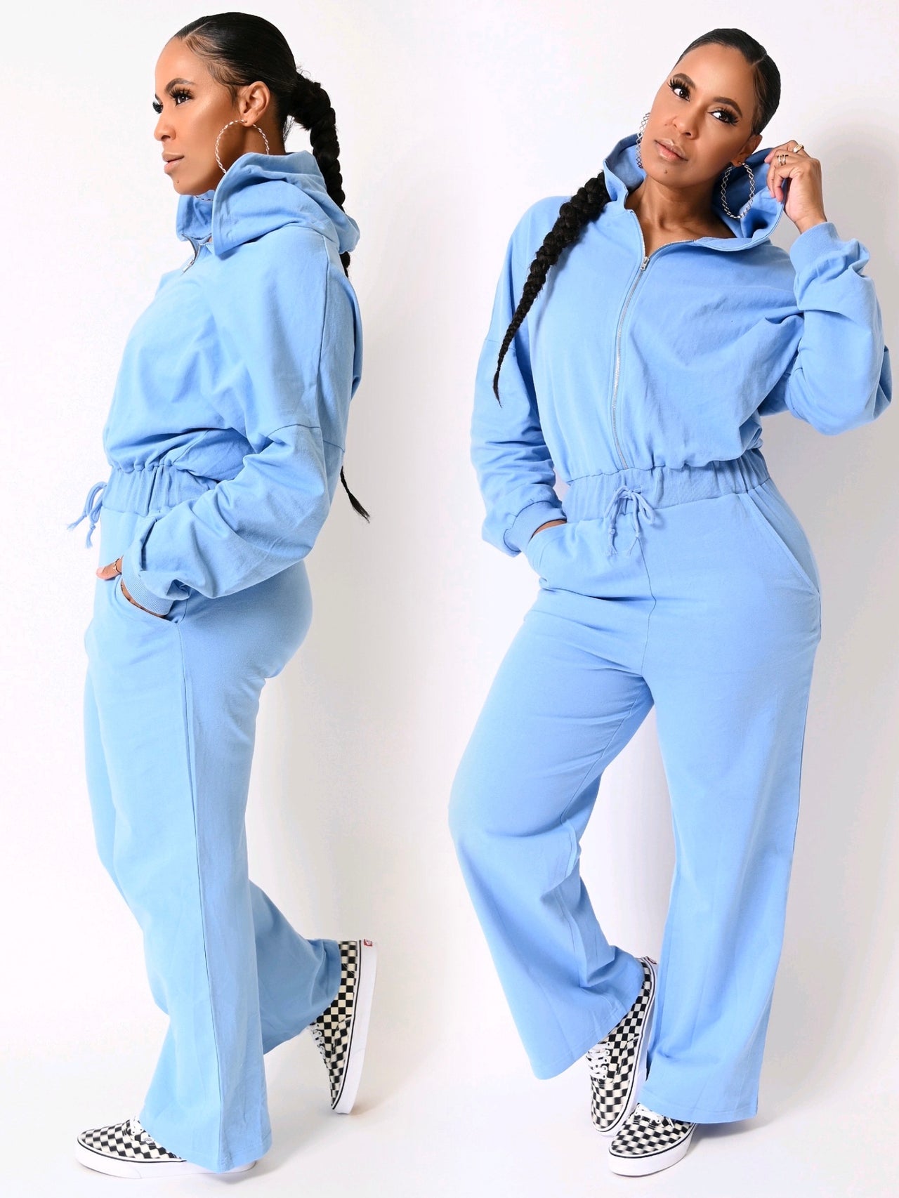 In The Clouds Cotton Hooded Wide Leg Jumpsuit | 2 Colors