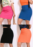 Color Pop Collection Midi Stretch Rib Knit Skirt | 4 Colors