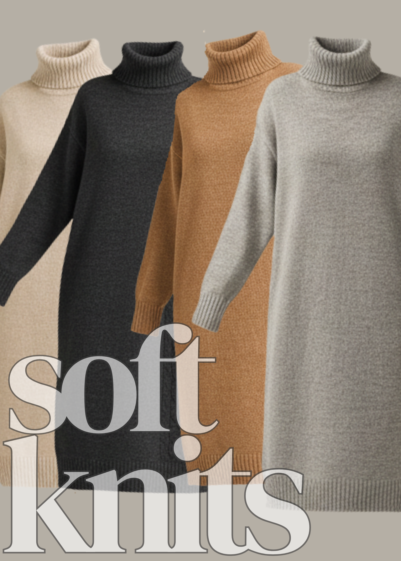 Classic Longline High Neck Sweater Dress | 4 Colors